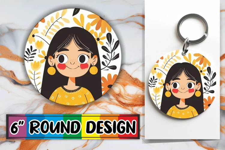 Stunning Flower-Crowned Round Design PNG