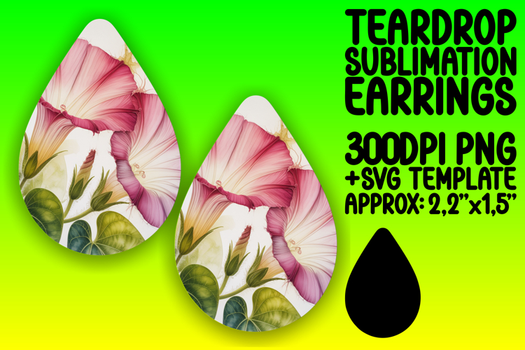 Playful Teardrop Earrings PNG for DIY , Flowers