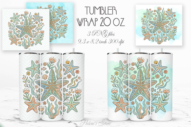 Cute ocean srarfish pastel straight tumbler 20oz wrap design