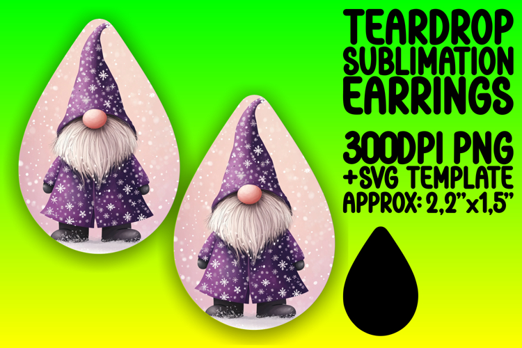 Elegant Teardrop Sublimation Design Template , Gnome