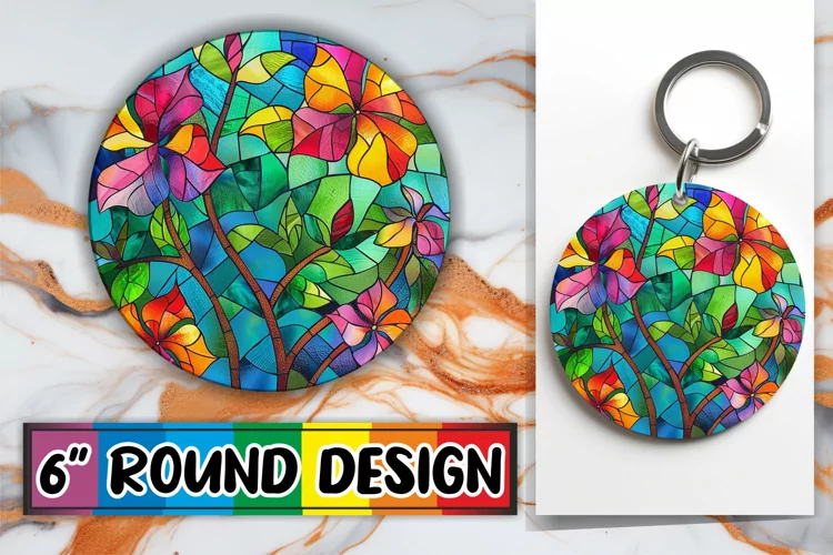 Colorful Round Design Stained Glass Tree