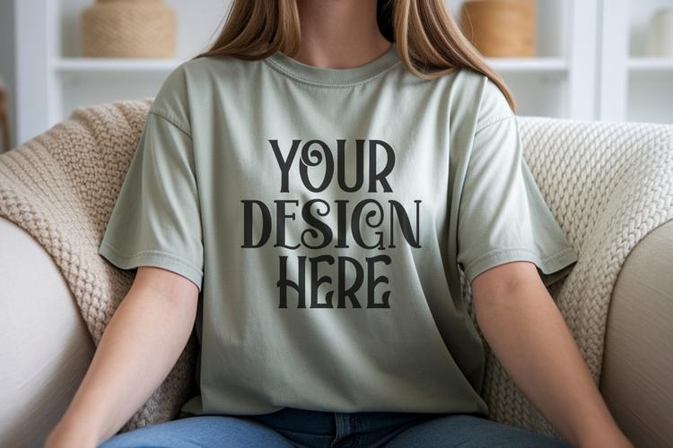 Sage Comfort Colors 1717 T-shirt Mockups,1717 Mockups