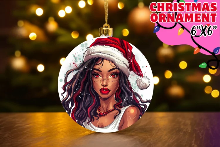 Whimsical Keychain Circle Sublimation, Xmas Girl