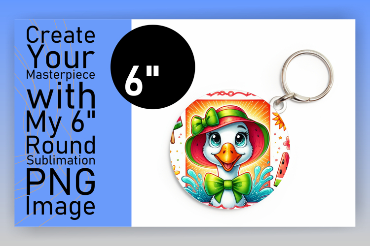 Charming Round Design Keychain PNG , Goose