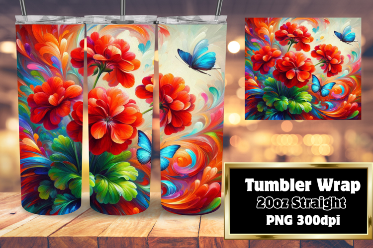DYNAMIC 20oz Tumbler Template for Personalization , Flowers