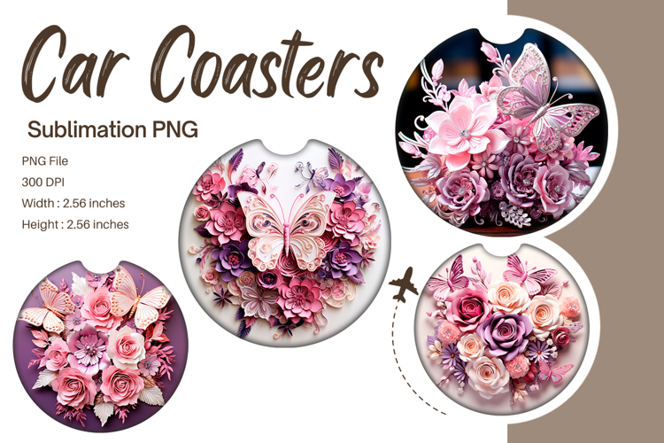 Butterfly Car Coasters Sublimation Accessories Keychain_114