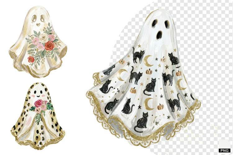 Whimsical Halloween Ghost PNG