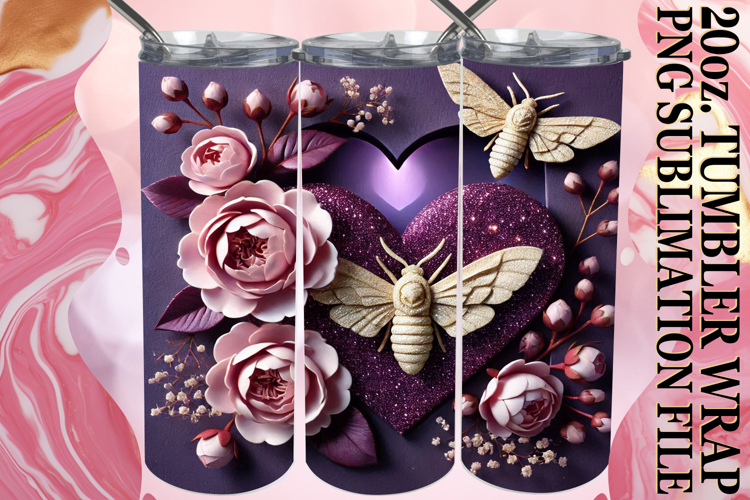 RADIANT MOMENTS 20oz TUMBLER WRAP, 3D Heart