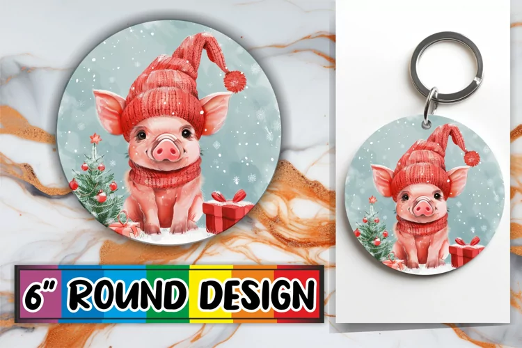 Festive Holiday Watercolor Animals for Keychain