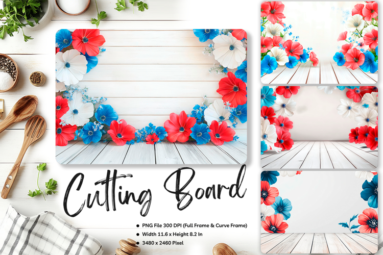 Patriotic Cutting Board USA Flag 4 of July Chopping Board114