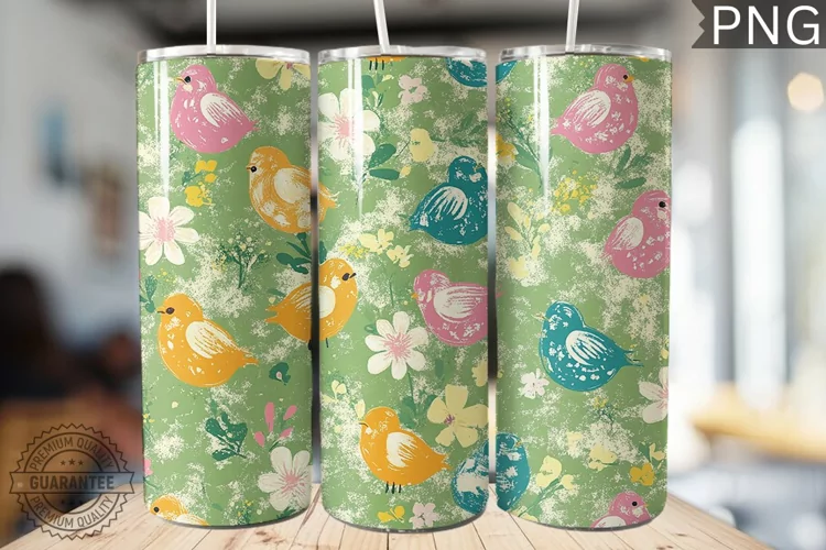 Spring Easter Tumbler Wrap - High Quality 300 Dpi