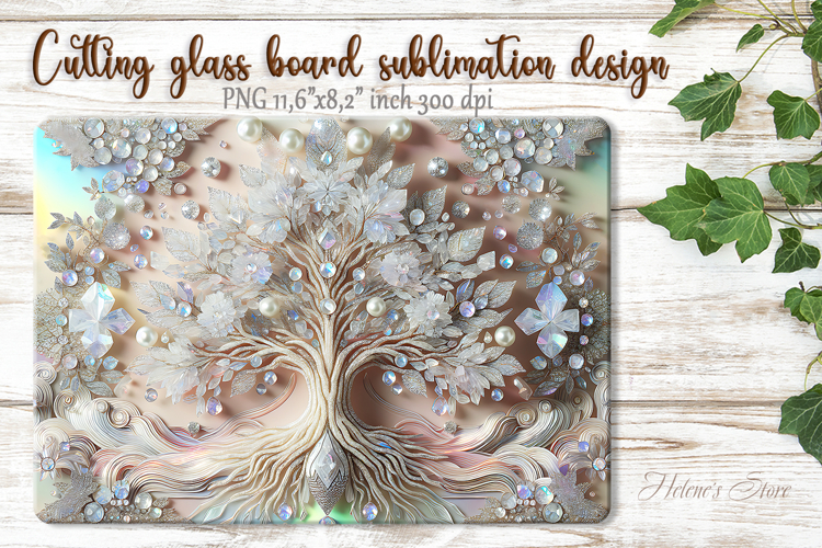 Iridescent jewelry tree glass kitchen cutting board design