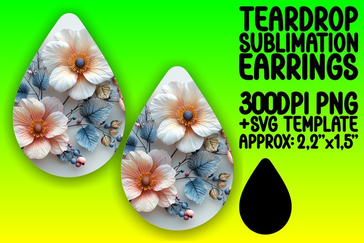 Whimsical Springtime Print Teardrop Earrings: Sublimation St