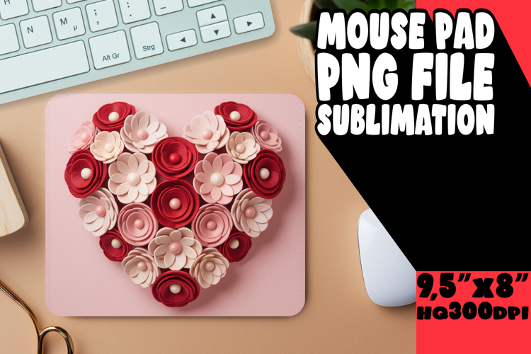 Luminous Desk Pad Designs Sublimation, Flowers Heart