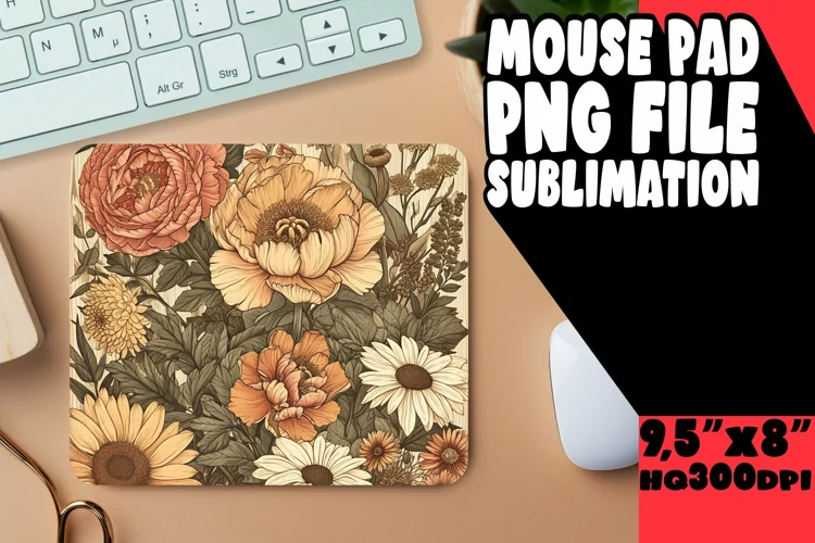 Nostalgic Vintage Blossom Mouse Pad Print