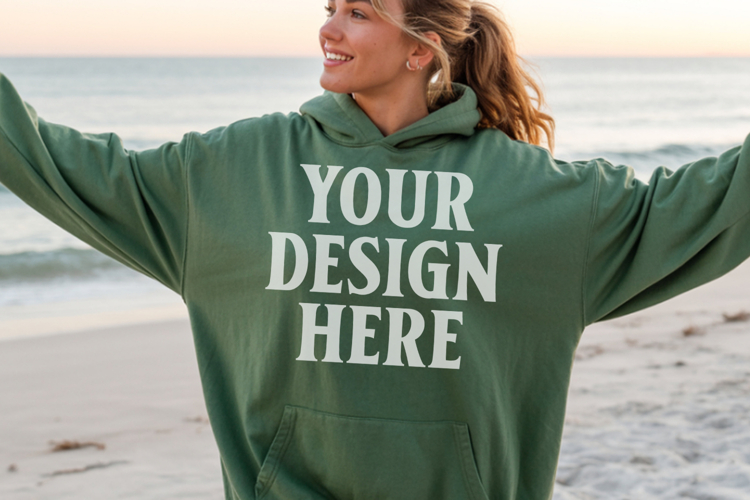 Forest Green Gildan 18500 Hoodie Sweatshirt Mockup, 185 mo