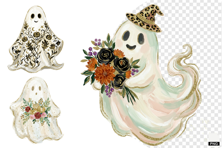 Whimsical Halloween Ghost PNG