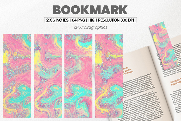 Neon Pastel Swirl Bookmark PNG, Bookmark Sublimation