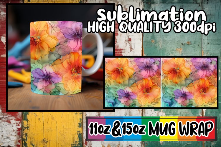 Dynamic Spring Abstract Floral Mug Wrap 11oz 15oz Sublimatio