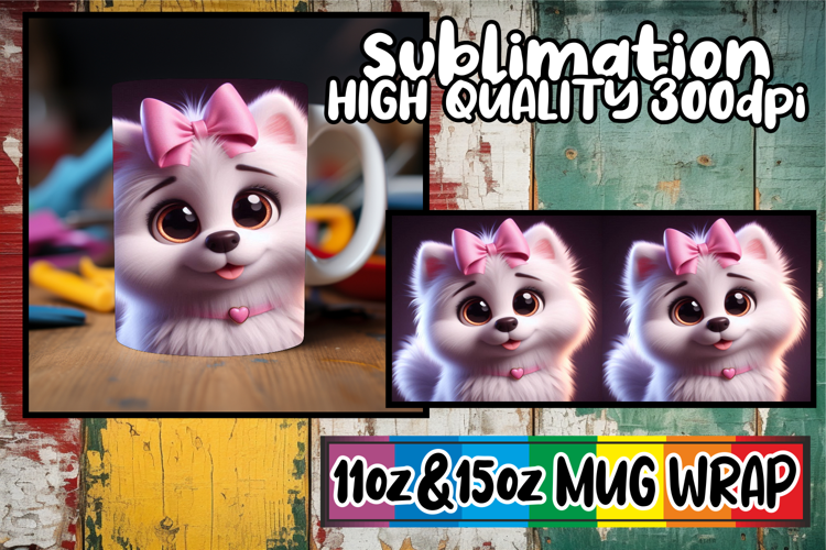 Radiant mornings 11oz 15oz sublimation wrap, 3D Dog