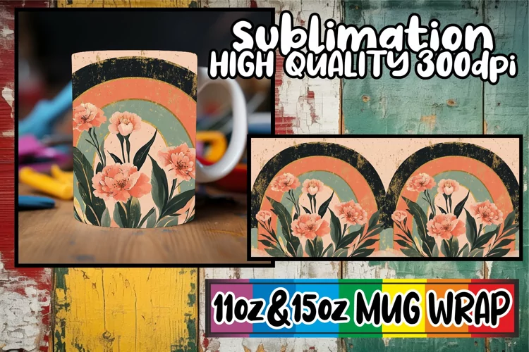 Graceful days sublimation mug wrap, Flower
