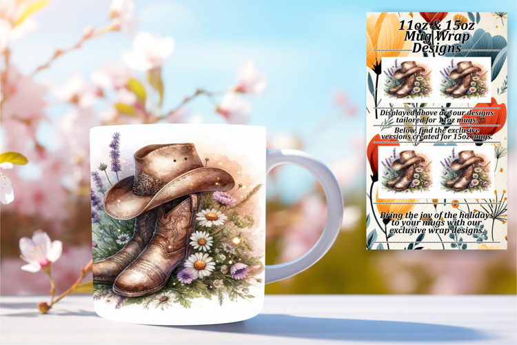 BEAUTY 15oz Mug Wrap PNG Design , Western
