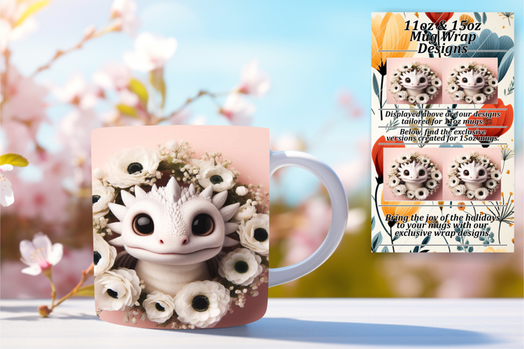 Classy 15oz Mug Wrap Png Design , Dragon