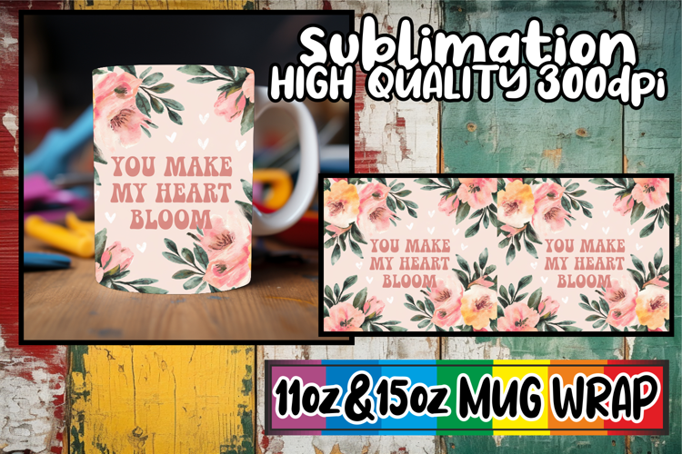Serene moments 11oz 15oz sublimation wrap, Flower Quote