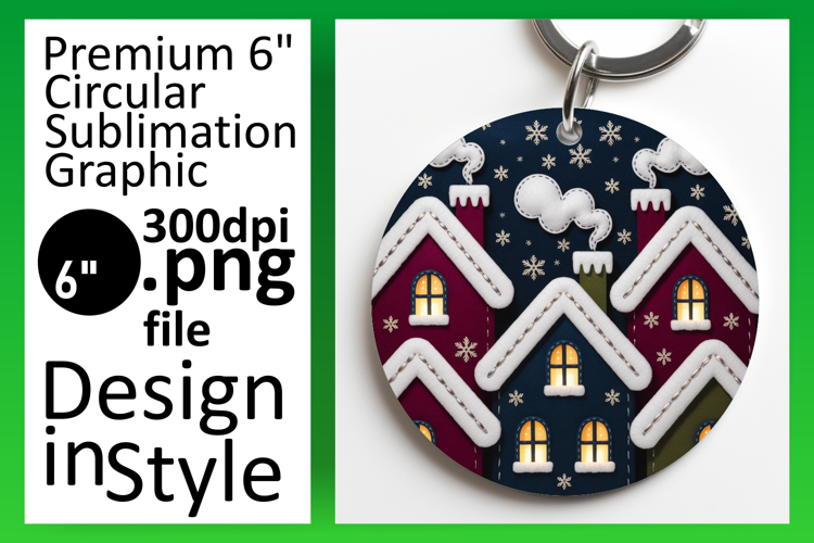 Elegant Round Design Keychain Template , Holiday