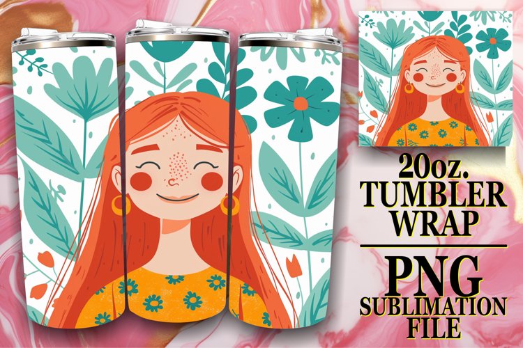 Elegant Flower Portrait Tumbler Wrap 20oz