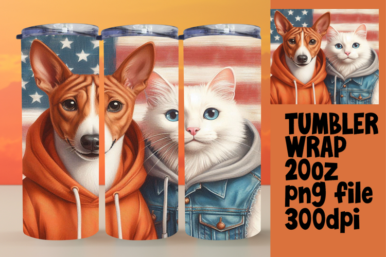 HIGH-QUALITY 20oz Tumbler PNG , Dog and cat