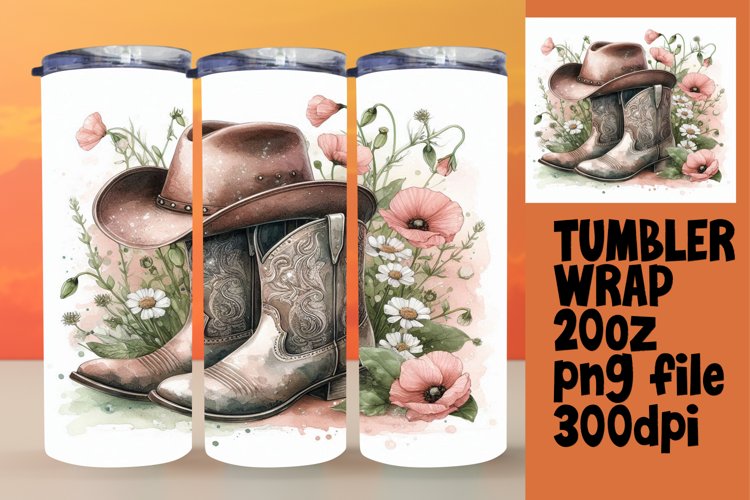 BEAUTIFUL 20oz Sublimation Tumbler Template , Western