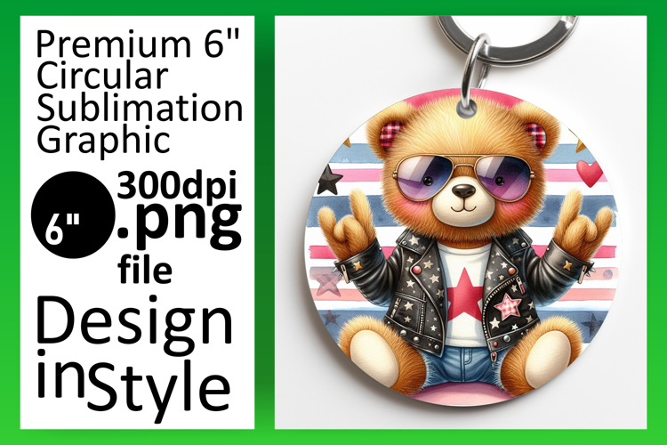 Stylish Circle Design for Keychains , Teddy Bear