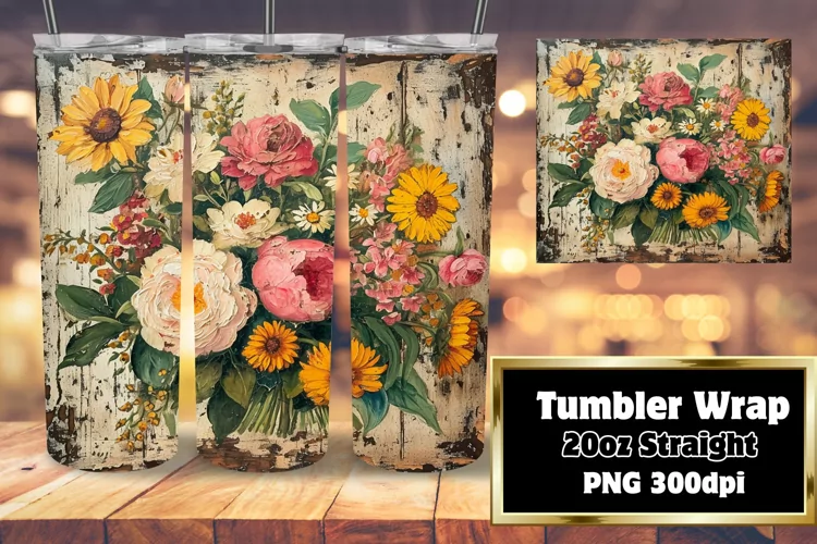 Timeless Vintage Flower Tumbler Wrap - 20oz Joy
