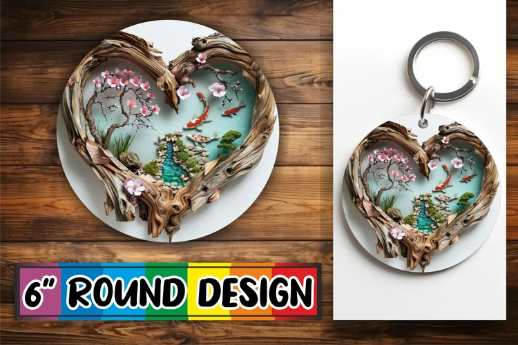 Floral Symphony Circle Design Sublimation 3D Heart