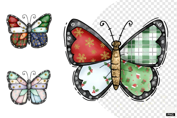 Coquette Christmas Butterfly Clipart