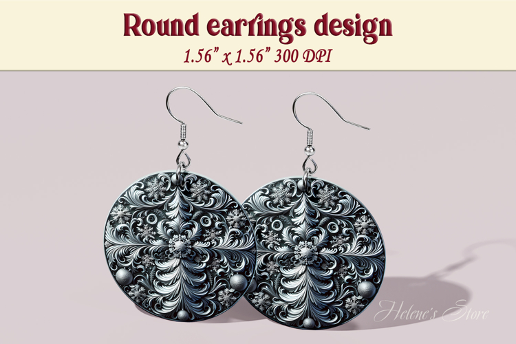 Vintage pattern earrings | Silver Round Earring sublimation