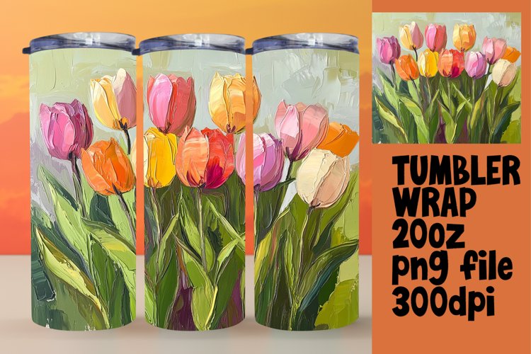 Floral Oil Painting Wrap for Custom Tumblers