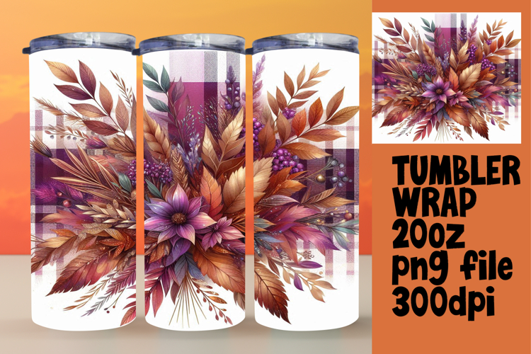 20oz Sublimation Gift Template , Autumn Flower