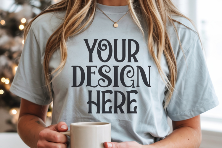 Chambray Comfort Colors 1717 Christmas Mockup, CC 1717