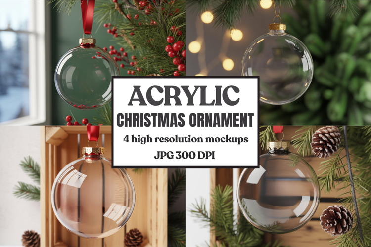 Acrylic Christmas Ornament Mockups , acrylic blank mockup