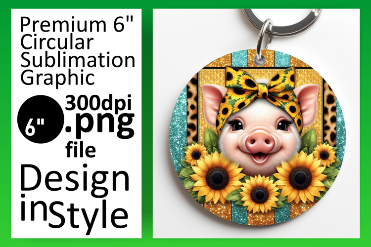 Charming Circle PNG Keychain Artwork , Cute Animals
