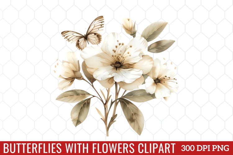Butterflies With Flowers Clipart