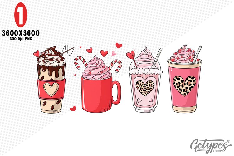 Valentine Coffee Sublimation Clipart - High Quality Design