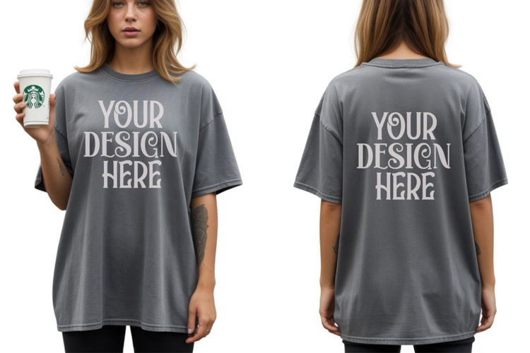Granite Comfort Colors 1717 Front & back T shirt Mockup