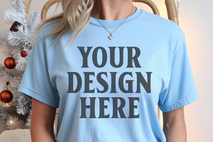 Chambray Christmas Comfort Colors 1717 Mockups, CC 1717 m