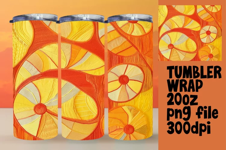 Color Burst Embroidered 3D Tumbler Wrap