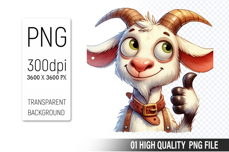 Cute Goat, Animal Sublimation Clipart PNG