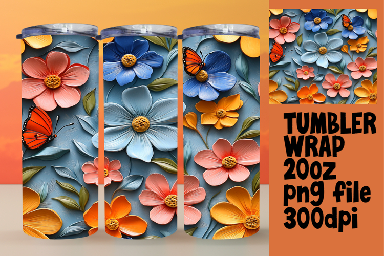 BOLD 20oz Sublimation Design , 3D Flower