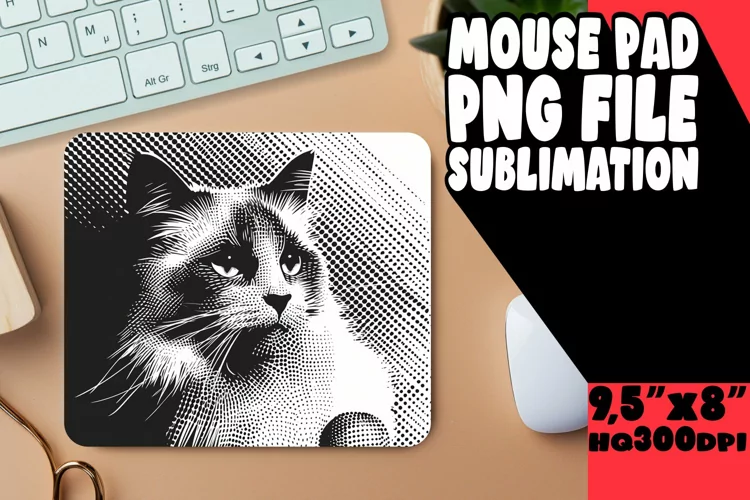 Cheerful Cat Design Mouse Mat